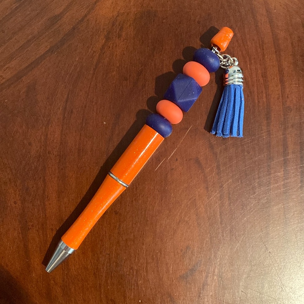 Orange Blue Silicone bead pen